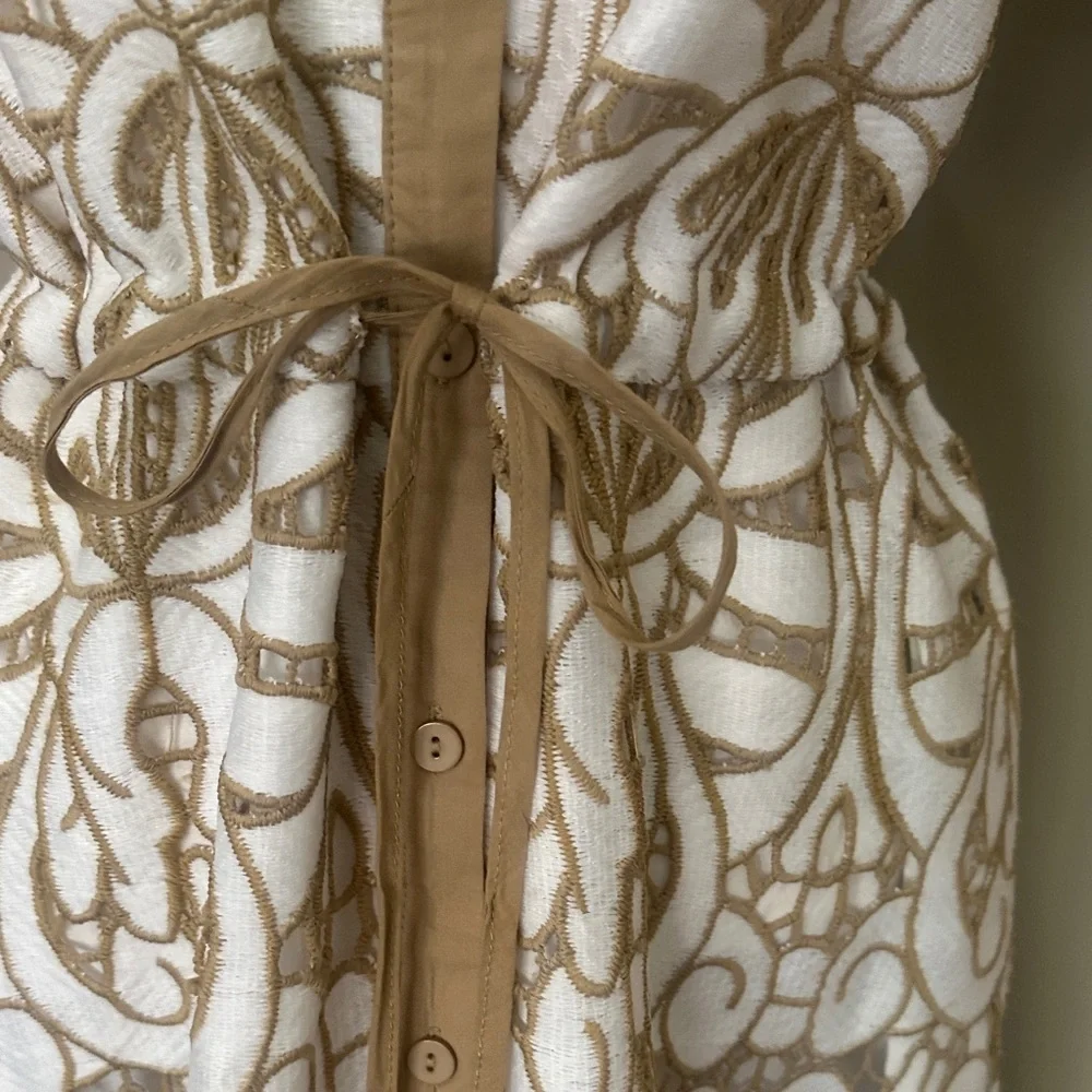 Solitaire White and Gold Lace-Effect Maxi Dress - Picture 7 of 12